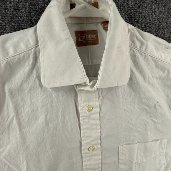Gitman Bros *** Pinpoint Cotton Oxford 15 33 Point USA White Long Sleeve Men - Picture 2 of 16